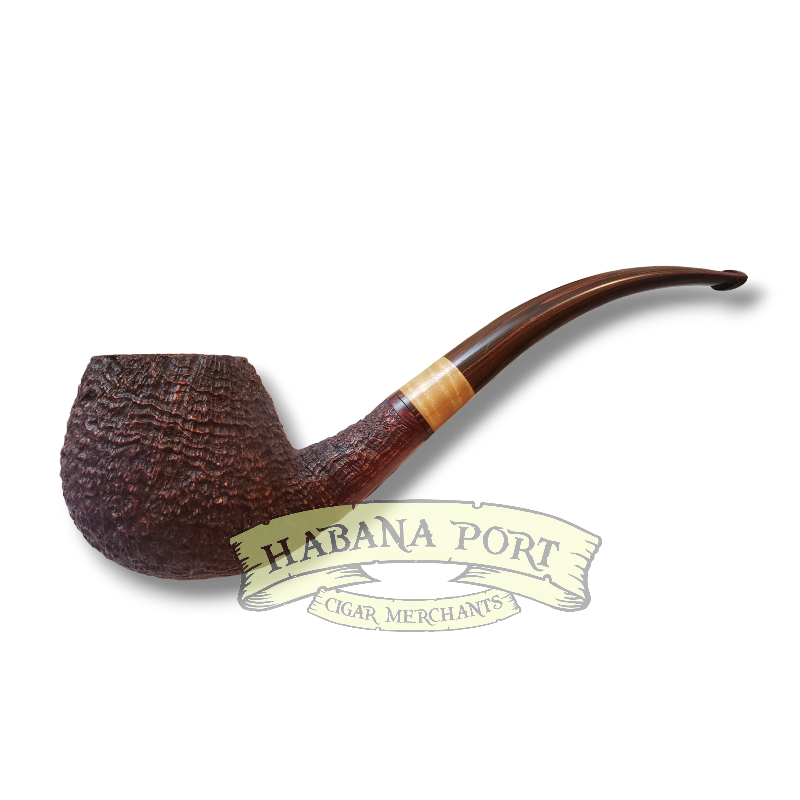 Estate Pipe - Dr. Dan #10 - Ruthenberg Bent Apple Sandblast with Curly Maple Inset XXL (05)