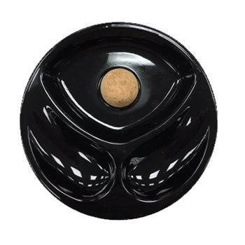 Ashtray Black Ceramic Round 2 Pipe with Cork